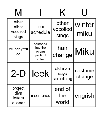 yaes Bingo Card