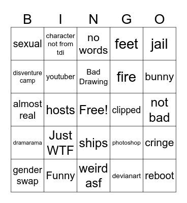 Total Drama Fanart Bingo Card