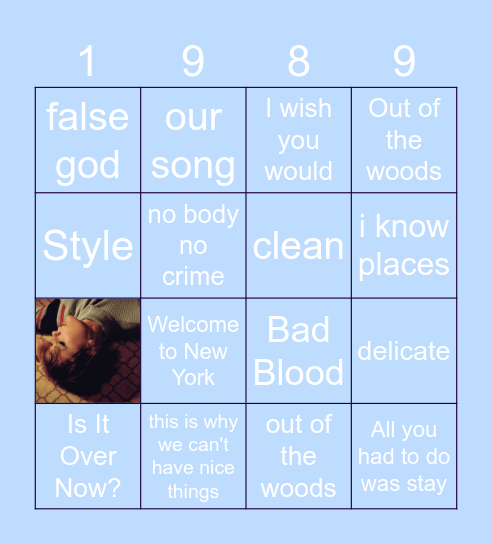 1989 Taylor Swift Songs! Bingo Card