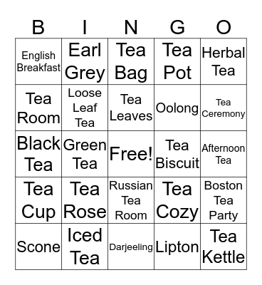 Tea 4 You & Me Bingo Card