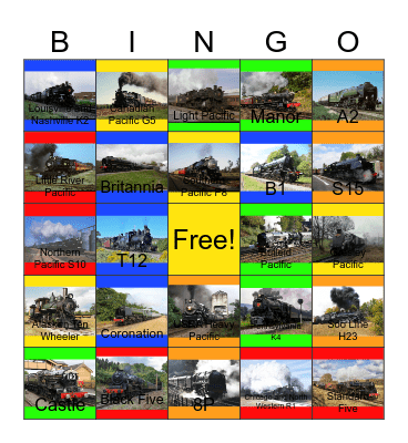 4-6-0 and 4-6-2 Steam Locomotives Bingo Card