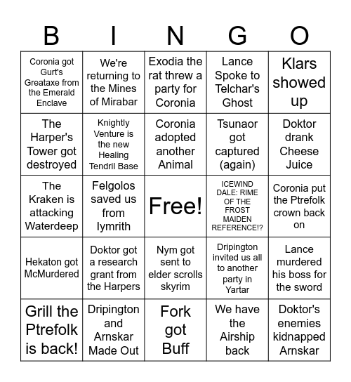 Session 11/11 Bingo Card