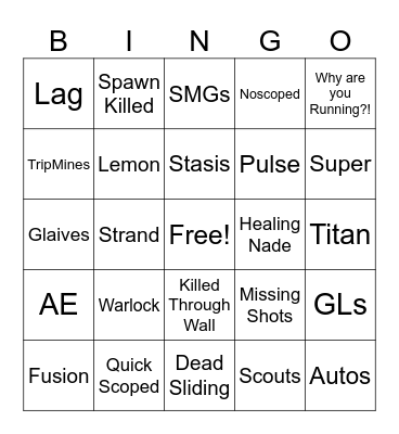 How Kuroshi Dies Bingo Card