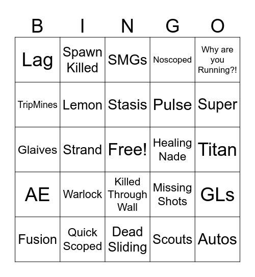 How Kuroshi Dies Bingo Card