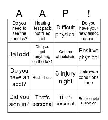 2024 Medical Bingo Card