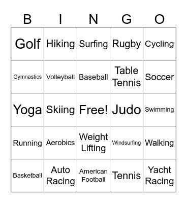 What Sports do you like? Bingo Card