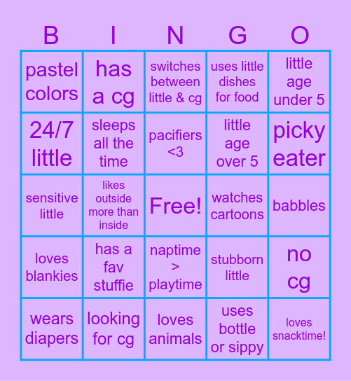 (SFW) Little Bingo! Bingo Card