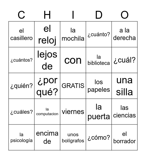 Sp.1: Cap 2, interrog, side A Bingo Card