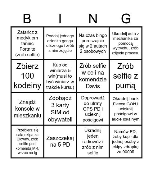 BINGO OD LCN Bingo Card