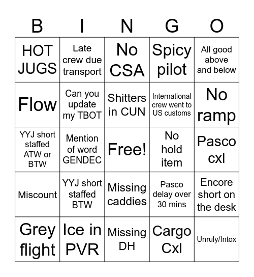 Opts Bingo Card