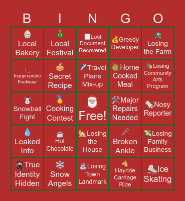Hallmark Christmas Movie Bingo! Bingo Card