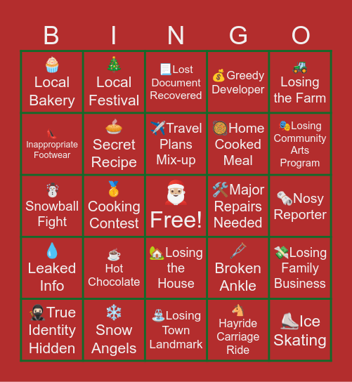 Hallmark Christmas Movie Bingo! Bingo Card