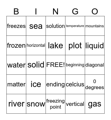 Ice and Snow Bingo Card