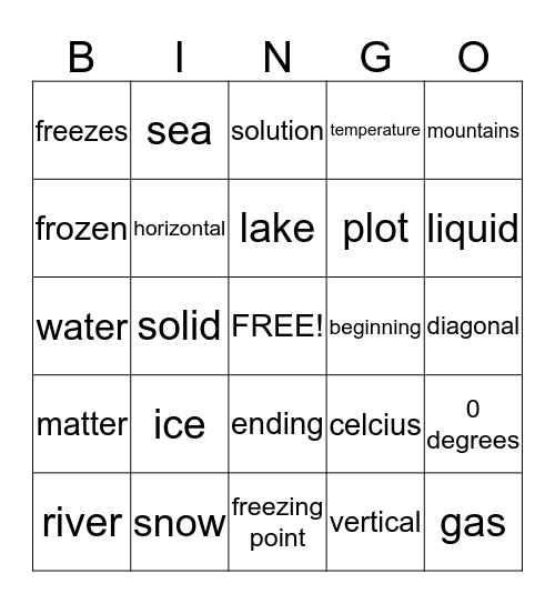 Ice and Snow Bingo Card