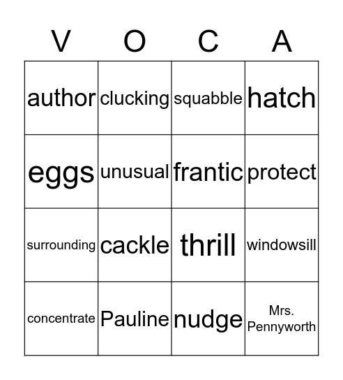 The Easter Egg Farm Bingo Card