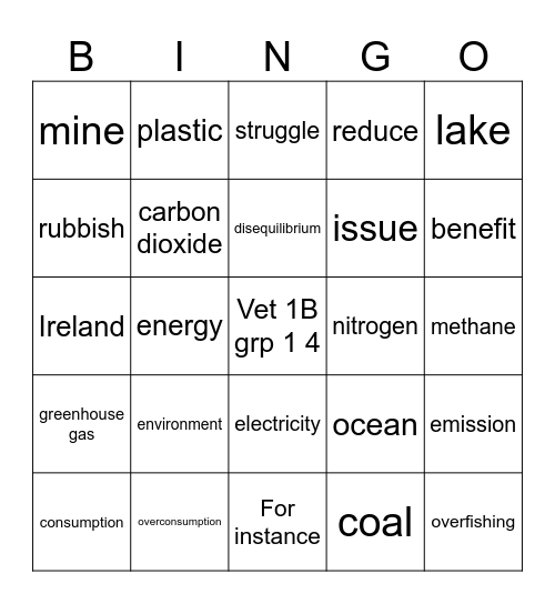 Vet 1 B Bingo Card