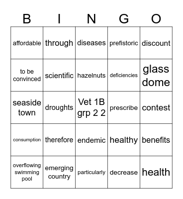 Vet 1 B Bingo Card