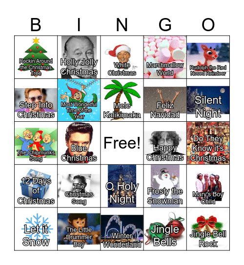 ADP Holiday Music Bingo Card