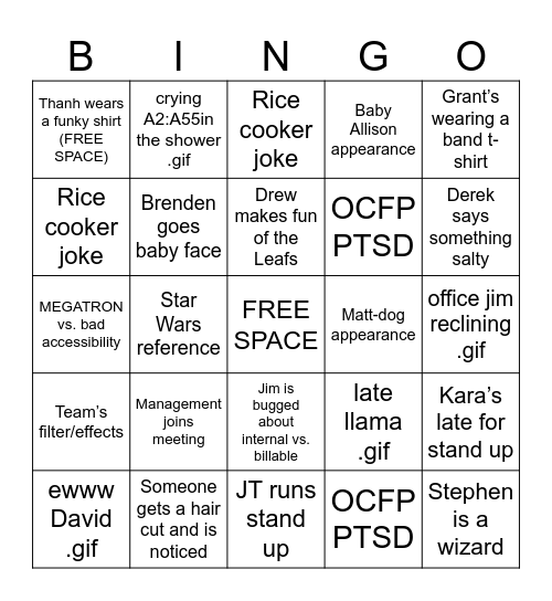 Sandbox Bingo Card