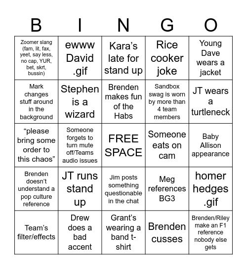 Sandbox Software Bingo Card