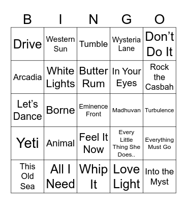 Candace U.K. Bingo Card