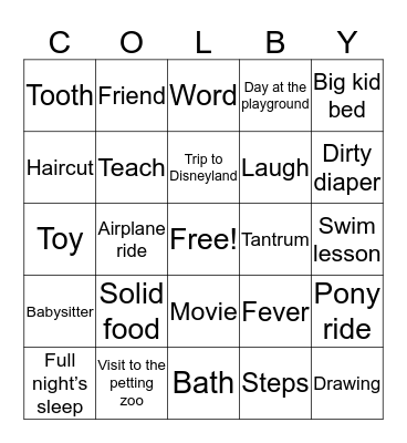 Baby's First Bingo Card