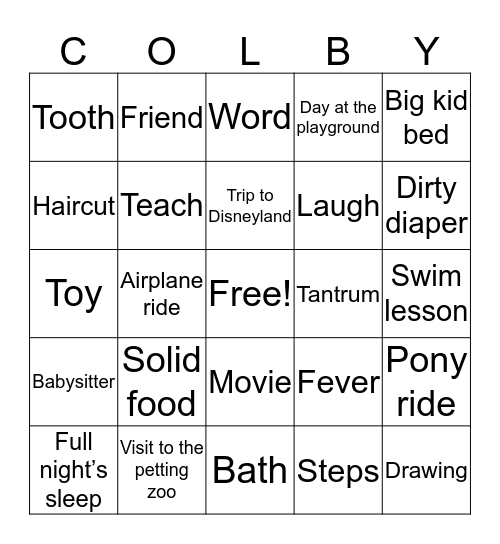 Baby's First Bingo Card