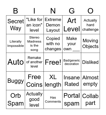 Recent Tab Bingo Card