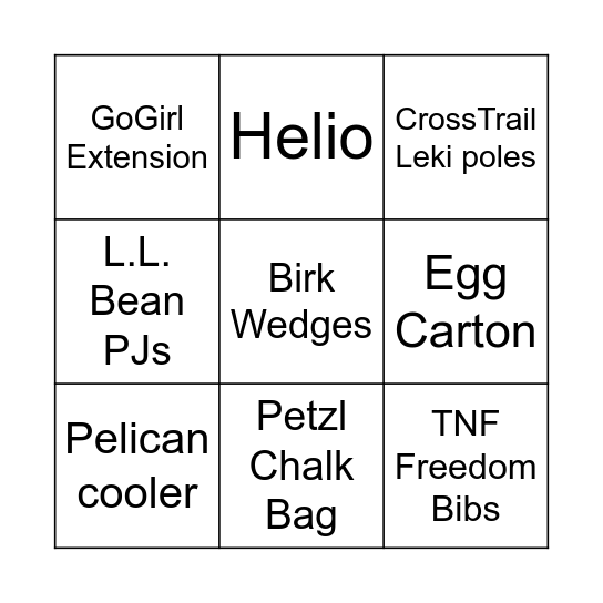 Walkabout Bingo Card