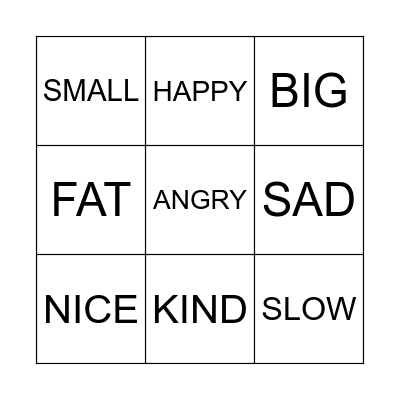 Short Superlatives Bingo Card