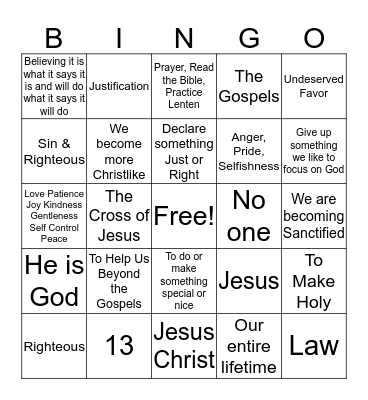 Good News in Action Bingo Card