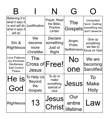 Good News in Action Bingo Card