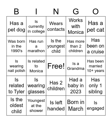 Find The Guest Who... Bingo Card