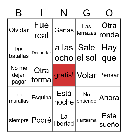 Barrer La Casa-Alvaro Soler Bingo Card