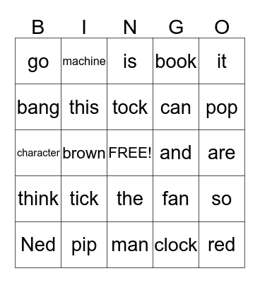 Ned and the Machine Bingo Card