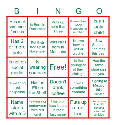 Snowdrifter's Bingo 2023 Bingo Card