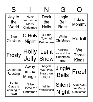 Have Yourself a Christmas Singo 2024 Bingo Card