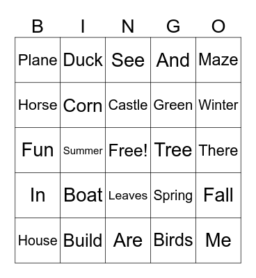 Building with Blocks Bingo Card