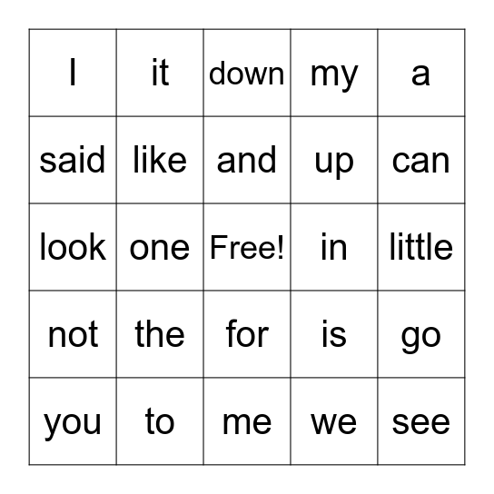 Jaylin's Bingo Set 1 Bingo Card