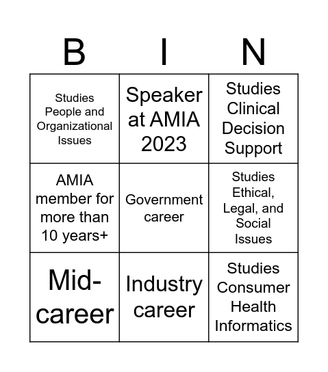 DEI-ME BINGO Card