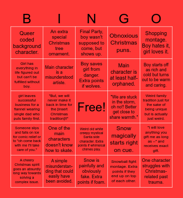 Christmas Movie Bingo Card