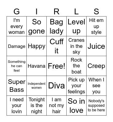The Girls Bingo Card
