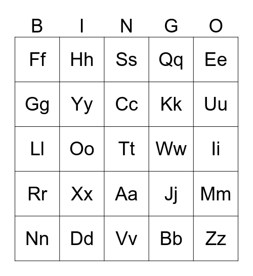 Alphabet Bingo Card