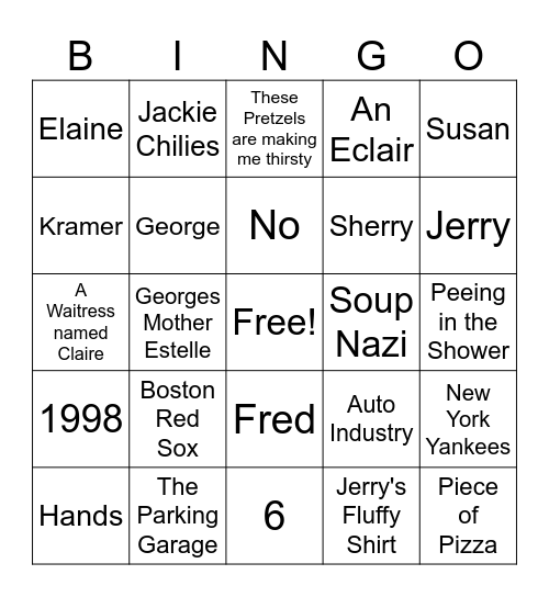111623 Gm3 Seinfeld    4 corners Bingo Card