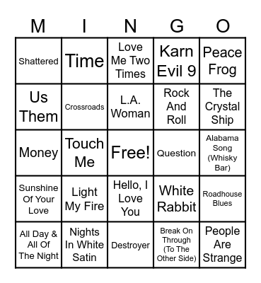 Doors and More Bingo Card