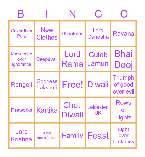 HAPPY DIWALI Bingo Card