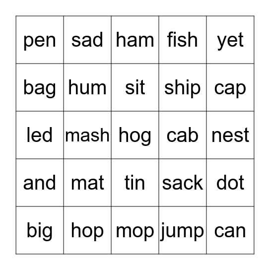 Dr. Seuss Rhyming Bingo Card