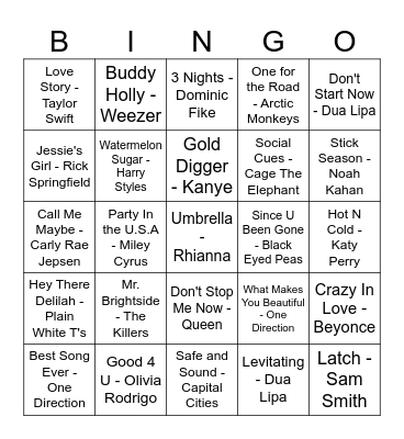 MUSIC Bingo Card