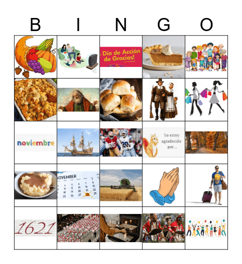 Día de Acción de Gracias Bingo Card