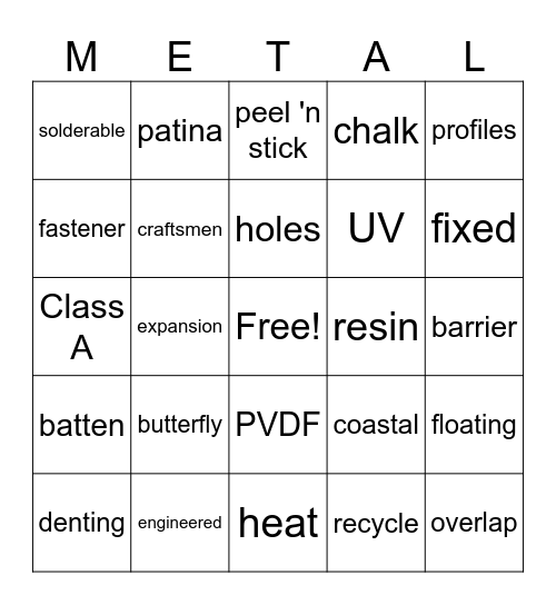 metal Bingo Card